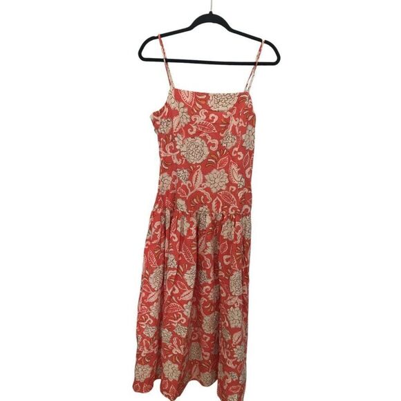 Zara Womens Midi Dress Strappy Size M Red Floral Sleeveless 2183/065 NWOT - Picture 4 of 10